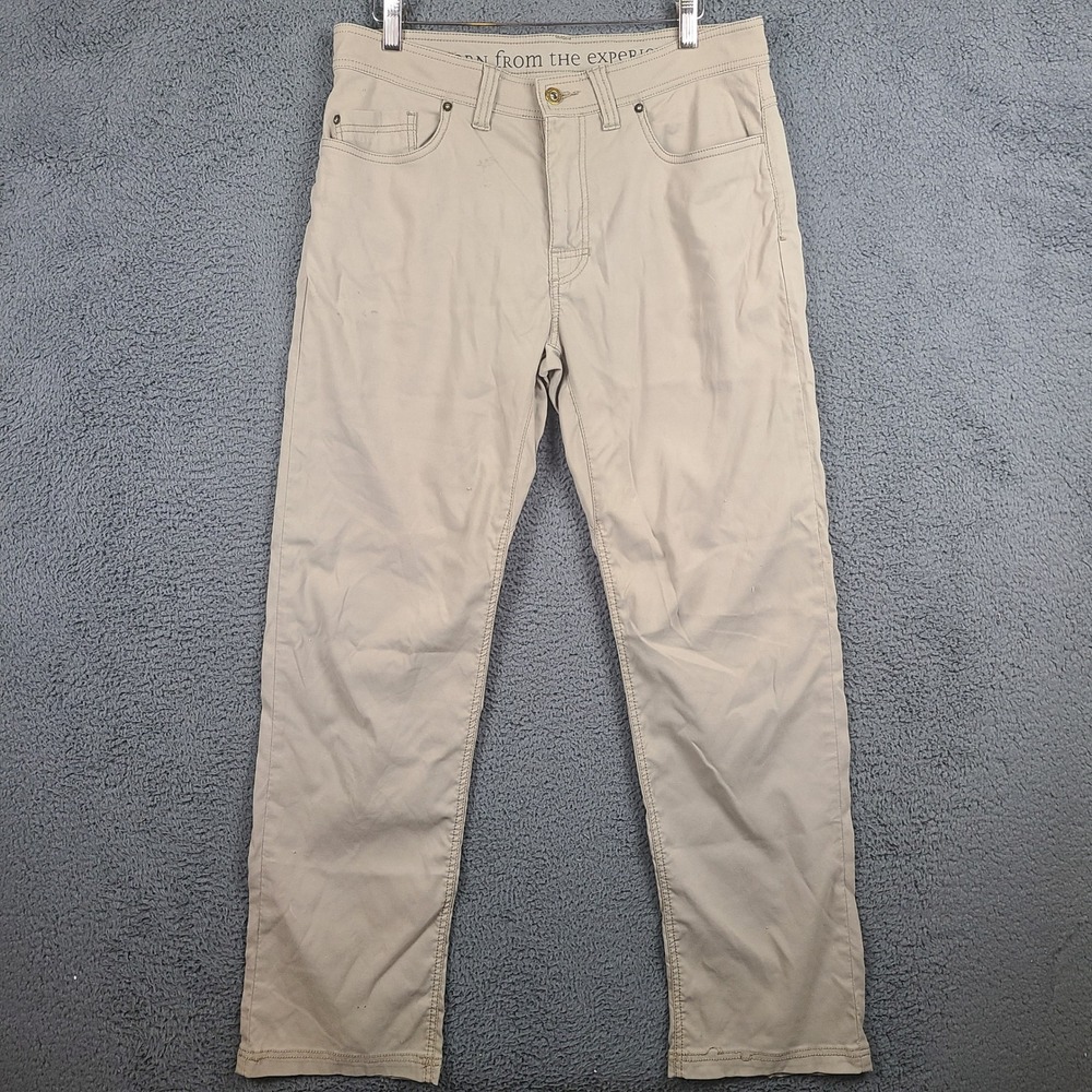 Prana Brion Slim Fit Pants Mens 33x32 Tan Khaki Stretch Zion Outdoor Hiking